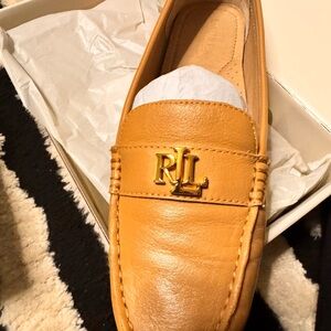 Ralph Lauren Tan Gold Leather Loafers